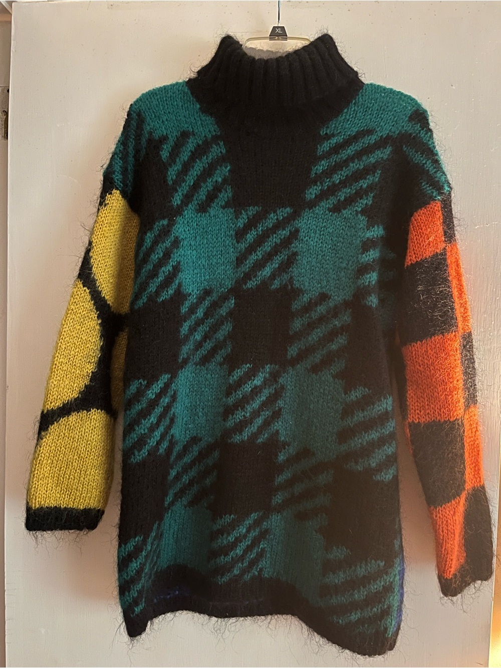 The Limited Teal, Black, Yellow & Orange Turtleneck Sweater